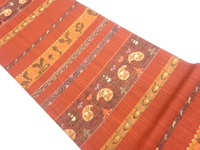 JAPANESE FUKURO OBI / GIN-TOSHI / WOVEN ABSTRACT FLOWER